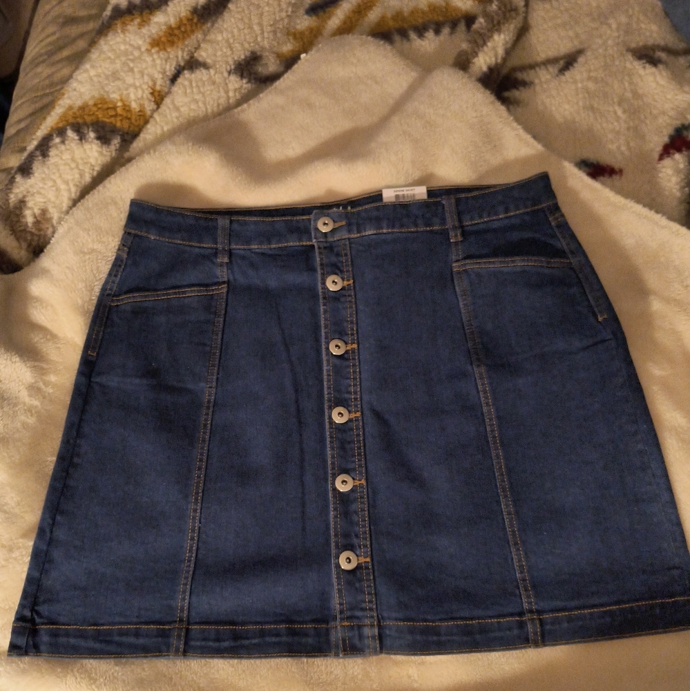 Style & Co Denim Skirt Plus Size 16 Button Down Mid Rise